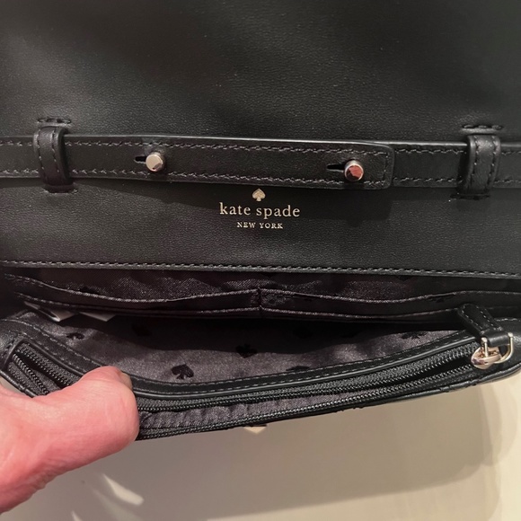 KATE SPADE Black Flap Small Leather Crossbody Black Quilted Bag - Picture 7 of 8